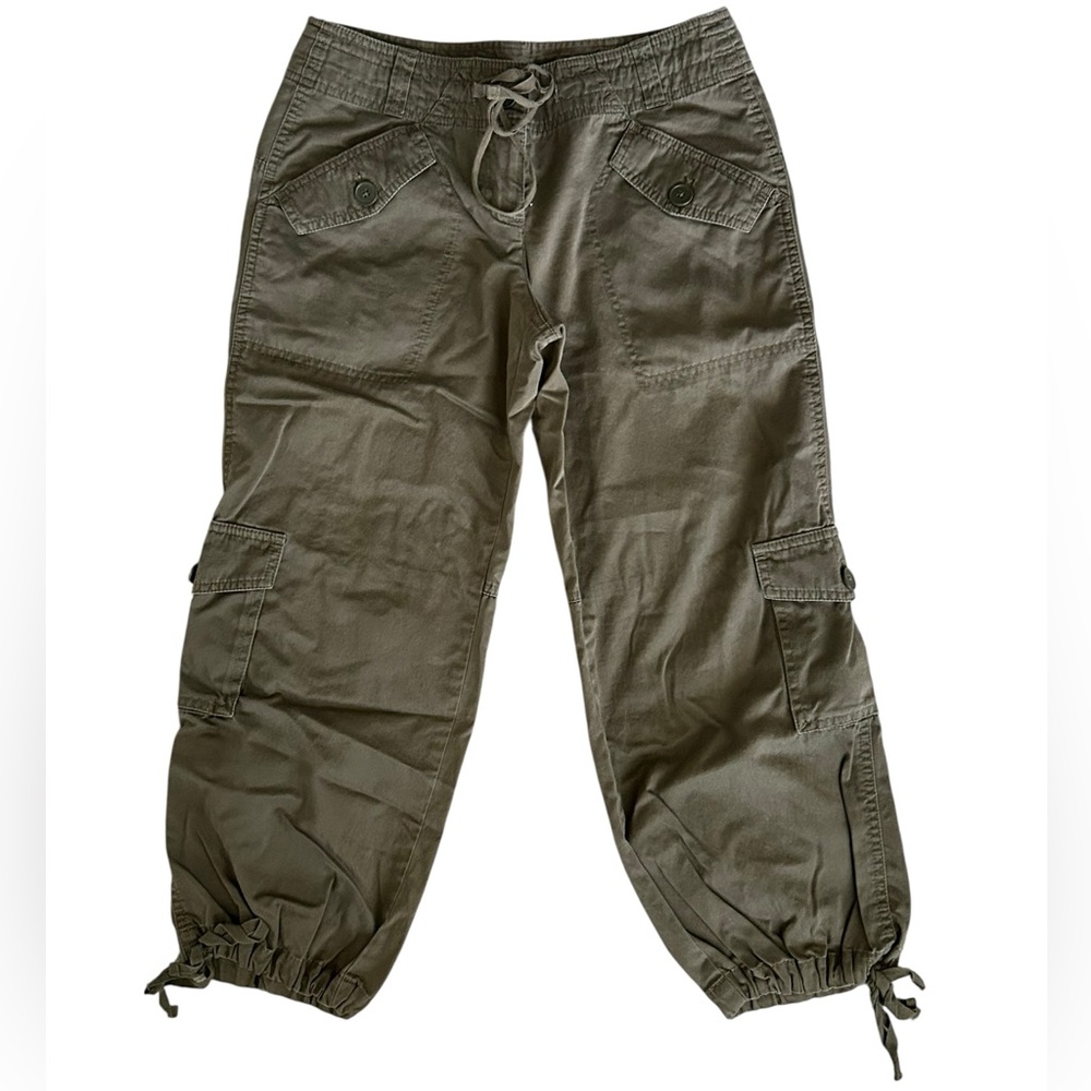 Ann Taylor Loft Marisa Olive Green Cropped Cargo Jogger Style Pants 2